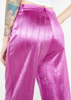Jaded London Rhinestone Pinstripe Suit Trousers Bottoms
