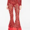 Jaded London Bottoms Zebra Mesh Frill Flares