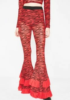 Jaded London Bottoms Zebra Mesh Frill Flares