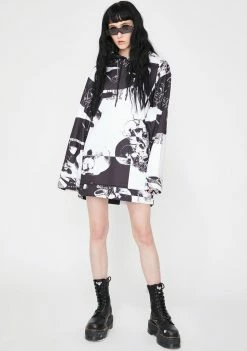 Flash Sale 😀 Jaded London Punk Print Oversized Hoodie 👗 Dress 👗 Dresses 😀 8 Jaded London Punk Print Oversized Hoodie Dress Dresses