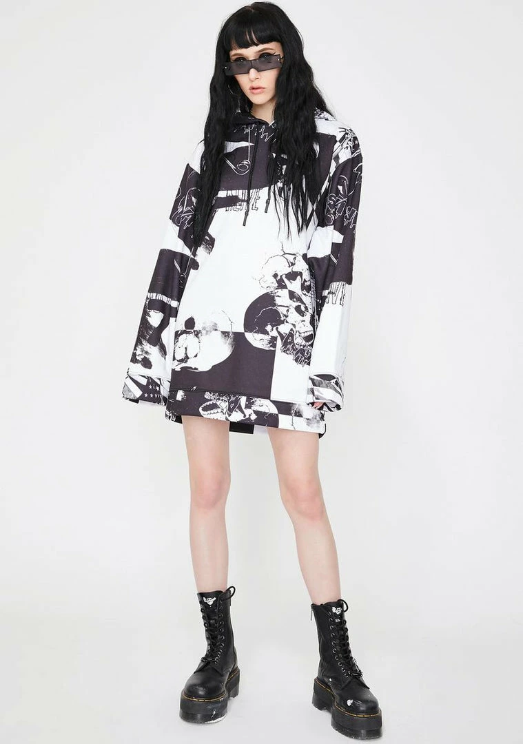 Flash Sale 😀 Jaded London Punk Print Oversized Hoodie 👗 Dress 👗 Dresses 😀 5 Jaded London Punk Print Oversized Hoodie Dress Dresses