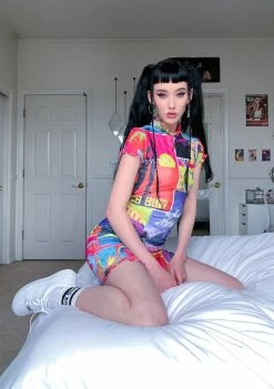 Jaded London Dresses Surf Poster Cap Sleeve Dress