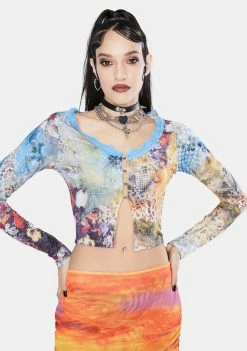 Jaded London Cheetah Roses Mash Up Print Cardigan