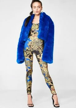 Jaded London Square Neck Chain Printed Catsuit Jumpsuits & Rompers