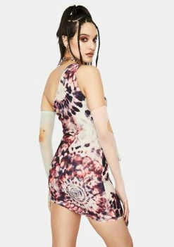 Jaded London Tie Dye Print One Shoulder Ruched Mini Dress Dresses