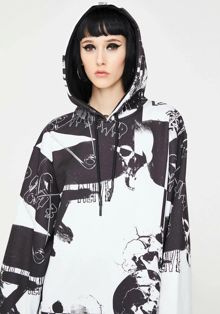 Flash Sale 😀 Jaded London Punk Print Oversized Hoodie 👗 Dress 👗 Dresses 😀 4 Jaded London Punk Print Oversized Hoodie Dress Dresses