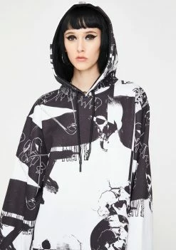 Jaded London Punk Print Oversized Hoodie Dress