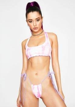 Jaded London Pink Tie Dye Micro Lace Up Bikini Bottoms