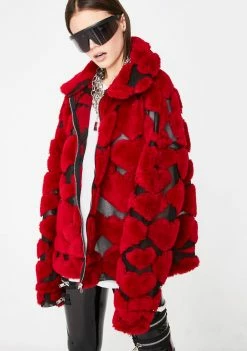 Jaded London Love Oversized Heart Fleece Jacket