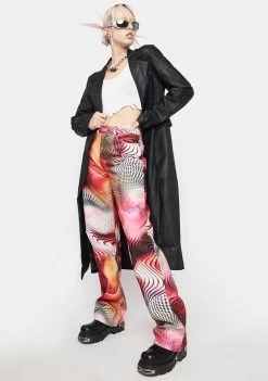 Jaded London Y2K Swirl Print Boyfriend Jeans Bottoms