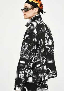 Jaded London Punk Rock Photograph Print Denim Jacket Outerwear