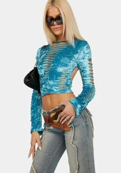 Jaded London Dress Blouses Montague Crushed Velvet Slash Top