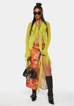 Jaded London Marie Print Slit Maxi Skirt Bottoms