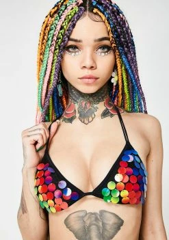 Jaded London Sequin Triangle Bikini Top Swim