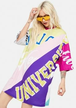 Jaded London Dresses Spliced Mash Up Print Oversized T-Shirt Dress