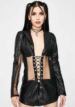 Jaded London Outerwear Vegan Leather Corset Blazer
