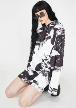 Jaded London Punk Print Oversized Hoodie Dress