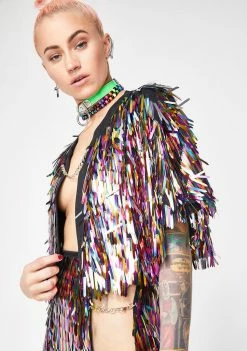 Jaded London Rainbow Sequin Spike Cape