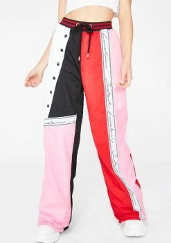 Jaded London Bottoms Paneled Crinkle Poly Joggers