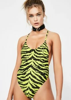 Jaded London Zebra Diamante Cami Swimsuit