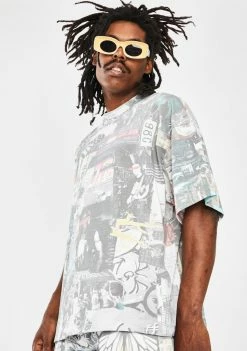 Jaded London Washed Collage Oversized Graphic Tee