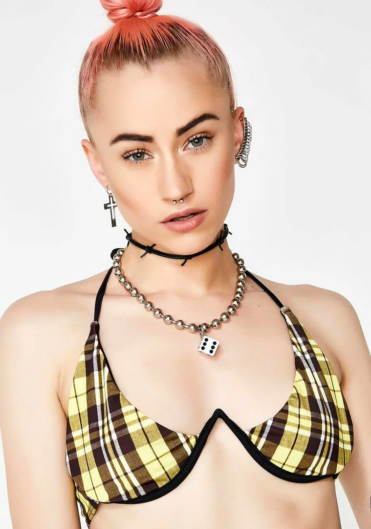 Promo ๐ Jaded London Yellow Check Underwire ๐ Bikini Top ๐ 5 Jaded London Yellow Check Underwire Bikini Top