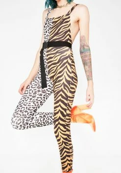 Jaded London Half Tiger Half Snow Leopard Catsuit