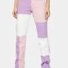 Jaded London Pastel Lilac Patchwork Denim Boyfriend Jeans Bottoms
