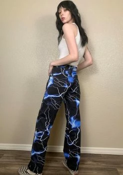 Deals 👏 Jaded London Bottoms Lightning Bolt Print 👖 Jeans 😉 9 Jaded London Bottoms Lightning Bolt Print Jeans