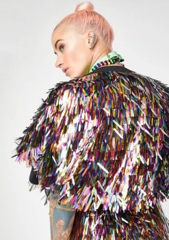 Jaded London Rainbow Sequin Spike Cape