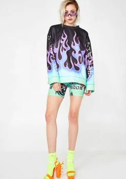 Jaded London Flame Print Oversized Sweatshirt