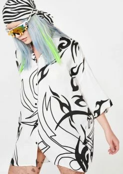 Jaded London Black N' White Tattoo Print Shirt Tops