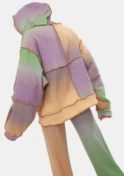 Jaded London Tops Ombre Mix Patchwork Knit Hoodie
