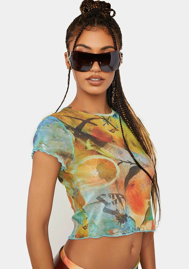 Cheap ✔️ Jaded London Citrus Mesh Crop Tee ⭐ 5 Jaded London Citrus Mesh Crop Tee