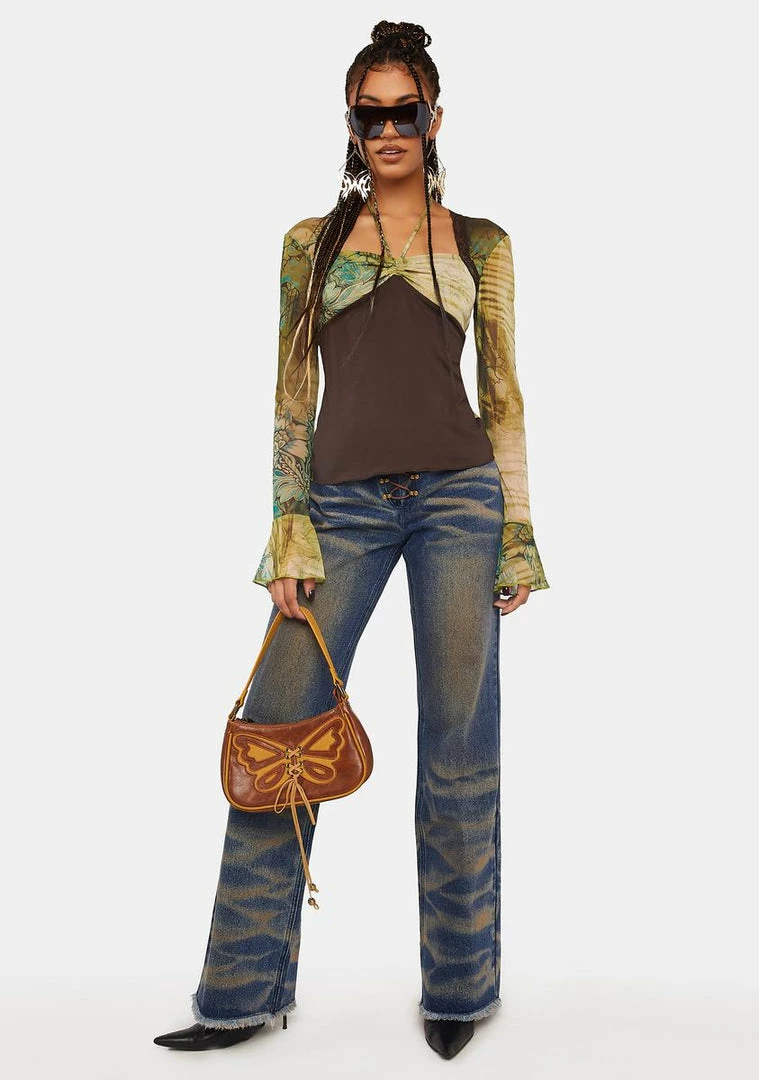 Buy โค๏ธ Jaded London Capulet Mesh Long Sleeve Top ๐ Dress Blouses ๐ 5 Jaded London Capulet Mesh Long Sleeve Top Dress Blouses