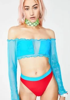 Jaded London Swim Ocean Bardot Mesh Bikini Top