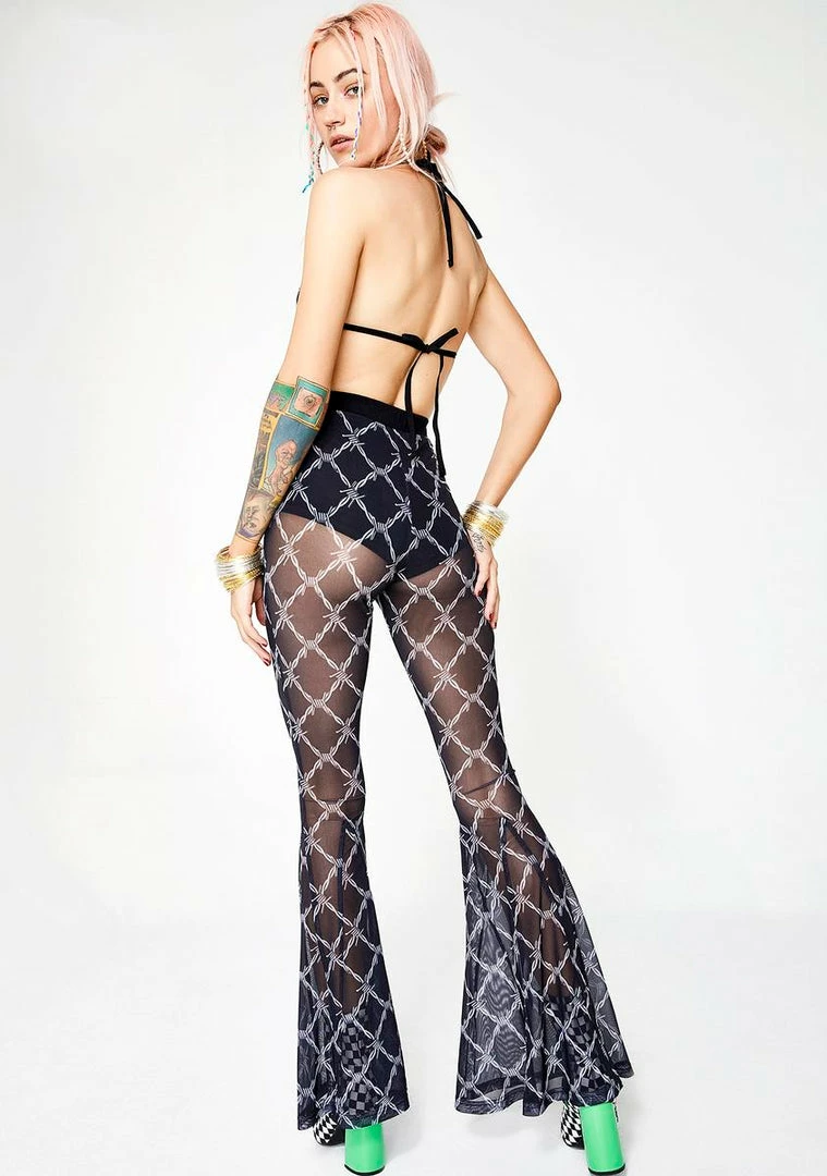 Brand new π Jaded London Barbwire Mesh Flared Pants π 6 Jaded London Barbwire Mesh Flared Pants