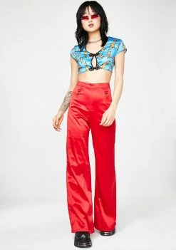 Jaded London Flame Print Cut Out High Neck Crop Top