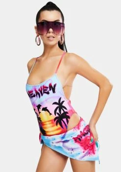 Jaded London Heaven Print Cami Swimsuit