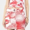 Jaded London Bottoms Red Dot Print Denim Mini Skirt