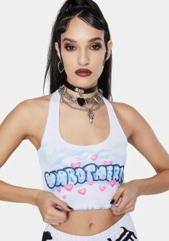 Jaded London Unbothered Cloud Print Halter Neck Top