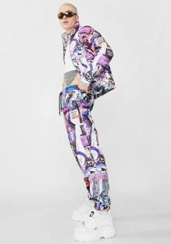 Jaded London Bottoms Mashup Graffiti Quilted Joggers