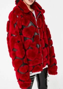 Jaded London Love Oversized Heart Fleece Jacket