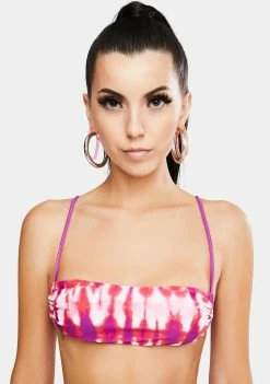 Jaded London Swim Tie Dye Print Bandeau Bikini Top