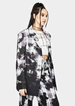 Jaded London Outerwear Bleach Check Double Breasted Slouch Blazer