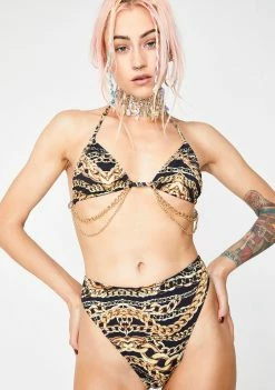 Jaded London Gold Member High Cut Bikini Bottoms Swim