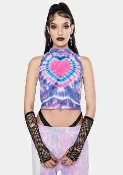 Jaded London Pink & Purple Tie Dye Heart Tank Top