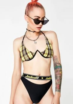 Jaded London Yellow Check Underwire Bikini Top