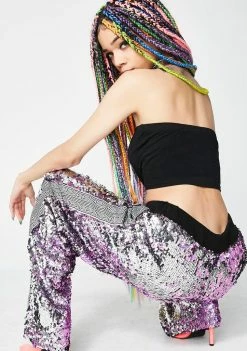 Jaded London Wide Leg Flip Sequin Joggers Bottoms