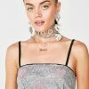 Jaded London Heart Sequin Crop Top
